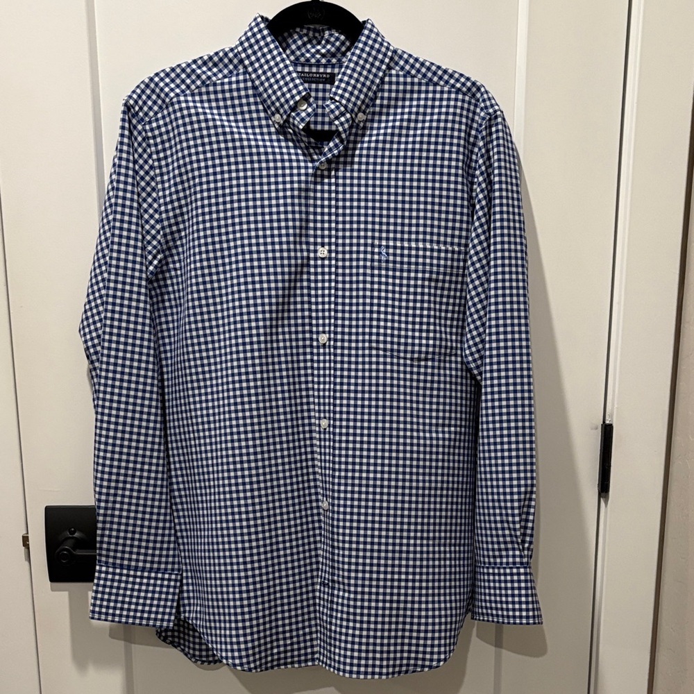 Tailorbyrd Navy and White Gingham Shirt
